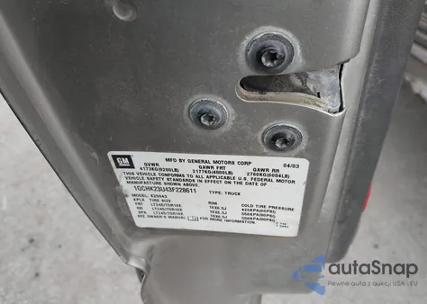 2003 Chevrolet Silverado 2500Hd Ls z USA, uszkodzony, nr VIN 1GCHK23U43F228611